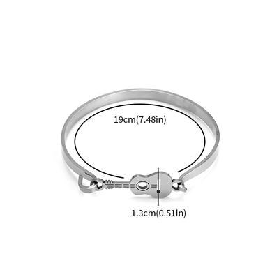 Moda Europea y Americana Acero de Titanio Diseño de Nicho Acero Inoxidable Hueco Pulsera de Guitarra Pulsera Plateada que Conserva el Color Decoración de Mano