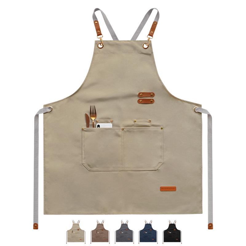 Water-Repellent Kitchen Apron with Custom Logo for Coffee, Milk, Tea, and Catering