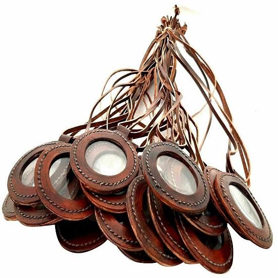 Lot Of 25 Nautical Leather Strap Necklace Magnifying Glass/Antique Pendant Reading Magnifier