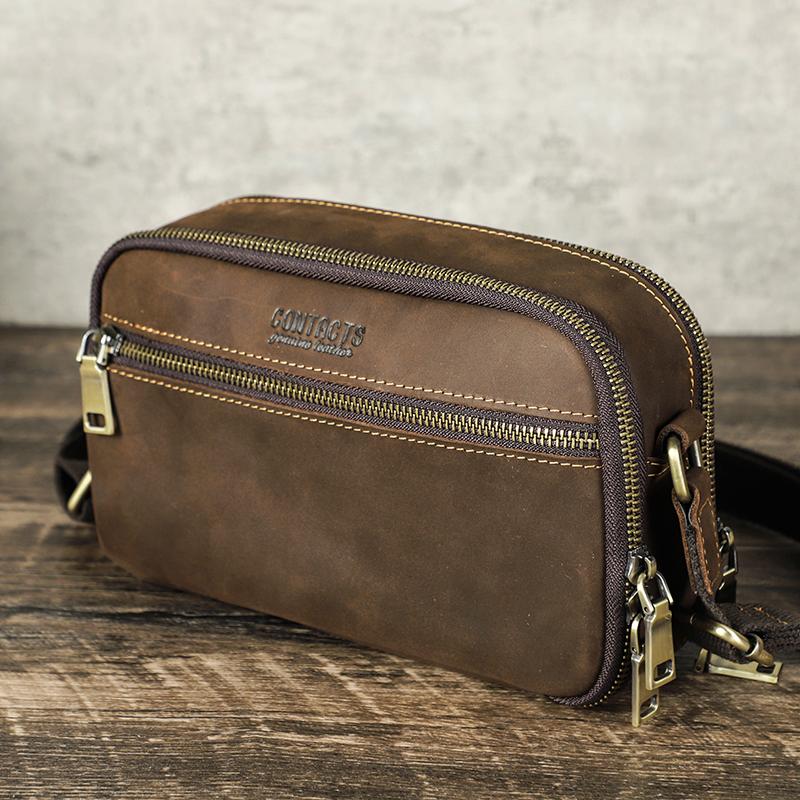 

CONTACT S мужские сумки на ремне из натуральной кожи, маленькие сумки-мессенджеры в стиле ретро, ​​мужские сумки через плечо высокого качества, сумки кофейный