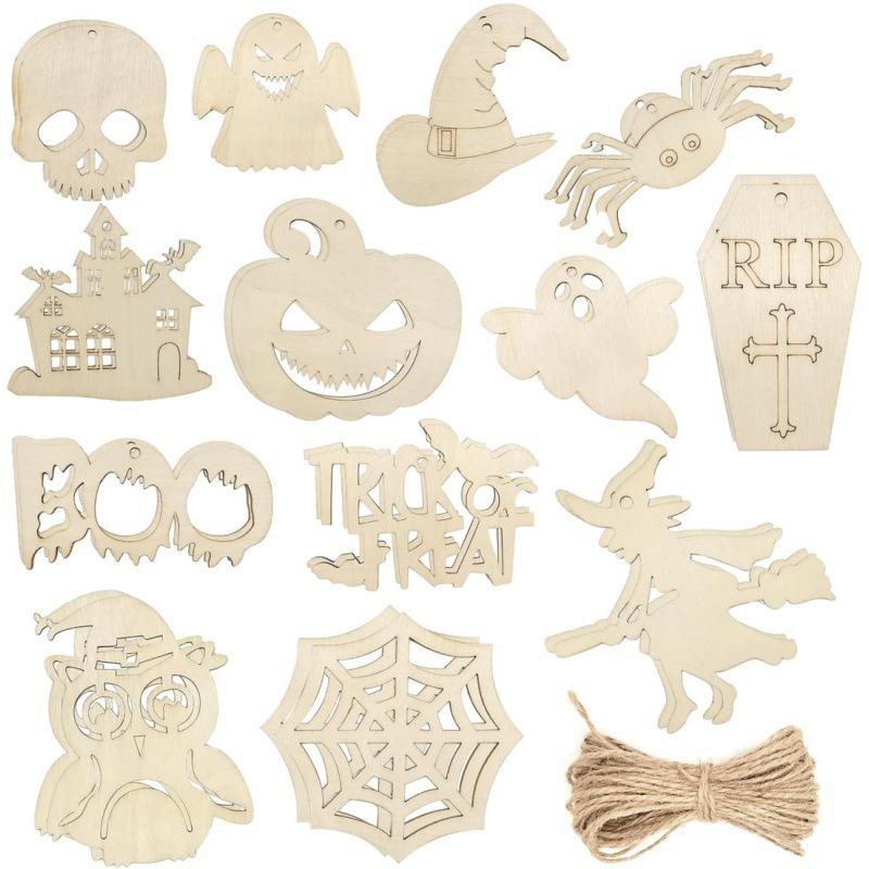 Cross-border Halloween Ghost and Witch DIY Wood Chips for Creative Kids Crafts