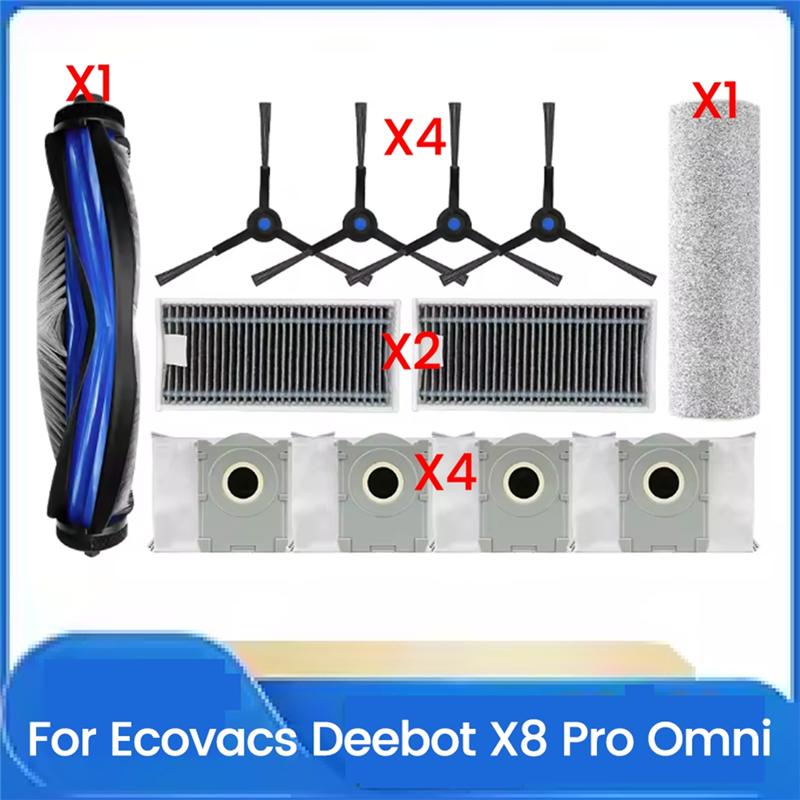 

A65T-Replacement For Ecovacs Deebot X8 Pro Omni Vacuum Cleaner Spare Parts Roller Side Brush Hepa Filter Dust Bag