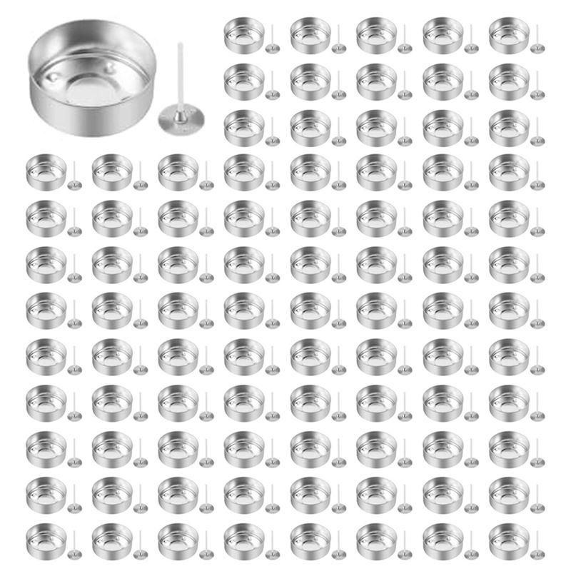 

ABJI-450Pcs Aluminum Tea Lights Cups, Metal Tea Light Tins With 450 Pcs Candle Wicks Empty Candle For Candle Lovers серебряный