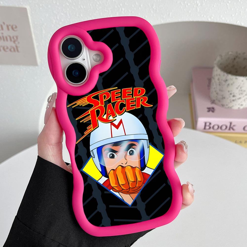 Speed Racer Phone Case for iPhone 17 16 15 14 13 12 11 Air Pro Max Plus Red Soft TPU Wavy Edge Cover iPhone 13 Pro
