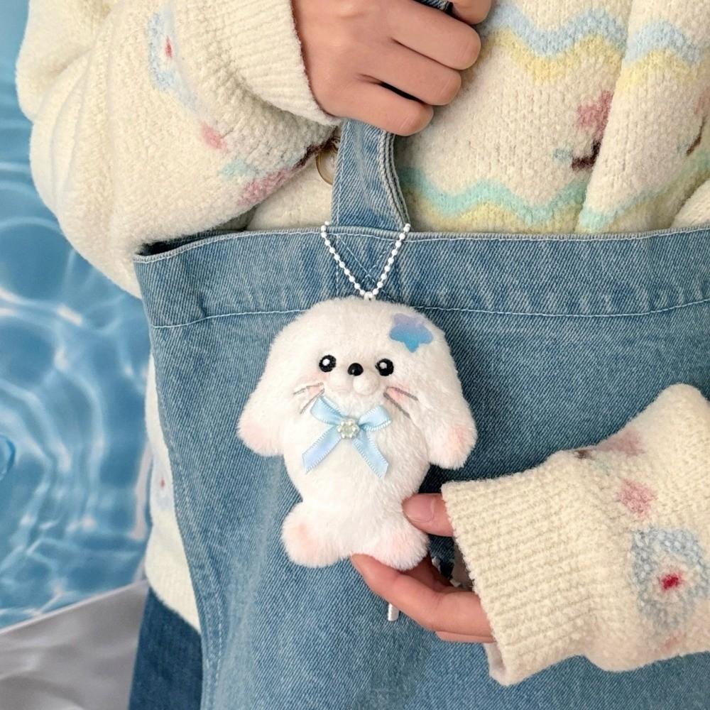 Pendentif phoque en peluche kawaii, porte-clés phoque doux et duveteux, cadeau de Noël