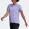 Adidas Striped Logo Print Running Short Sleeve T-Shirt Women Tops Light-Purple HC1748