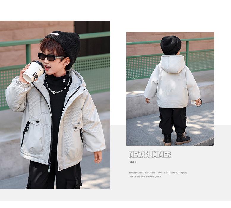 Boys' Lightweight Cotton Jacket - Autumn/Winter 2025 Style: Cool Baby Trench Coat with Padded Cotton for Winter