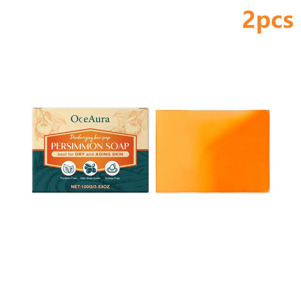 OceAura Persimmon Soap Bar for Body Odor Control Deodorant Professional Skin Cleaning Goat Milk Body Wash Persimmon Shower Gel
