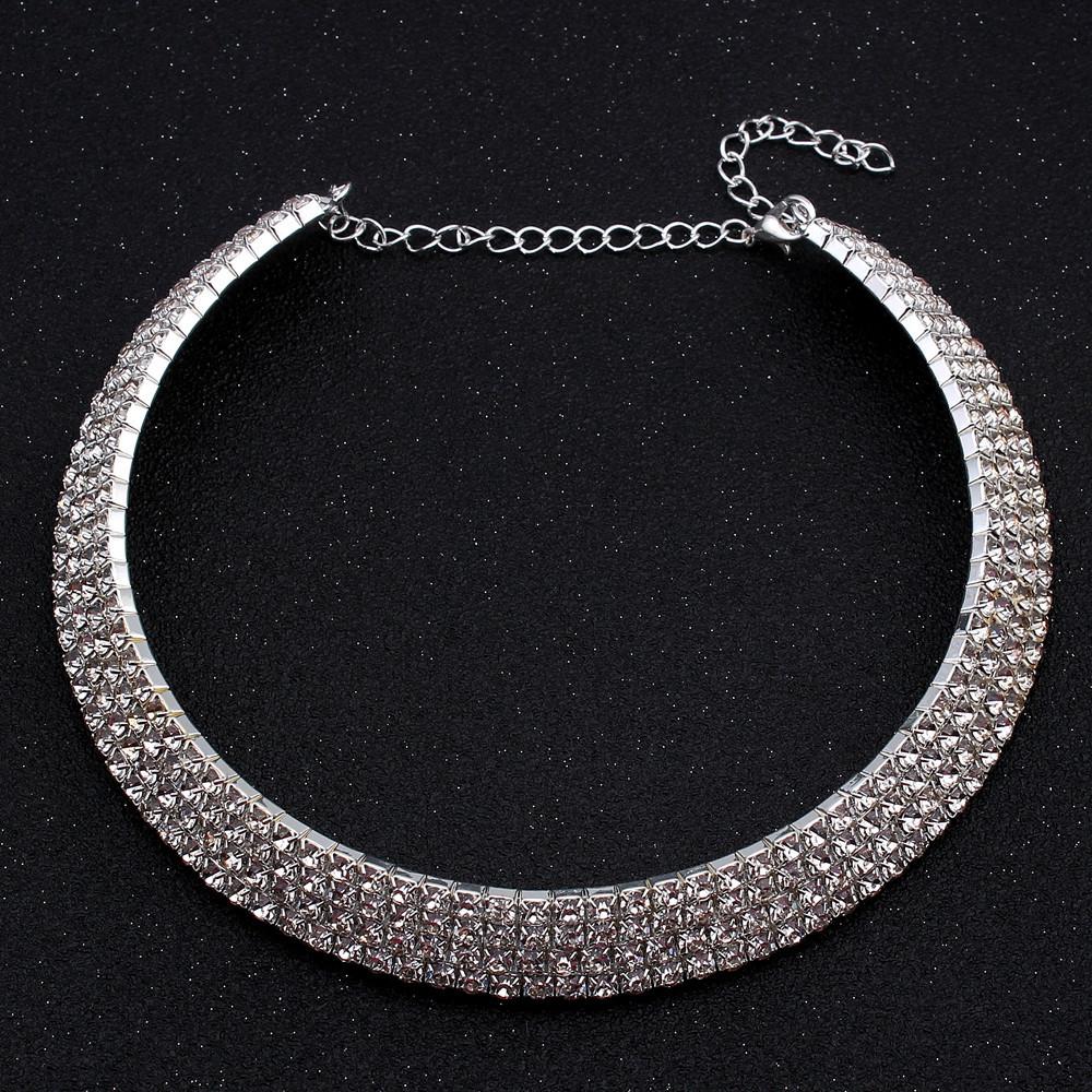 Fashion Jewelry Full Diamond Rhinestone Multi-layer Multi-row Collar Bridal Crystal Collar Short Collar Necklace
