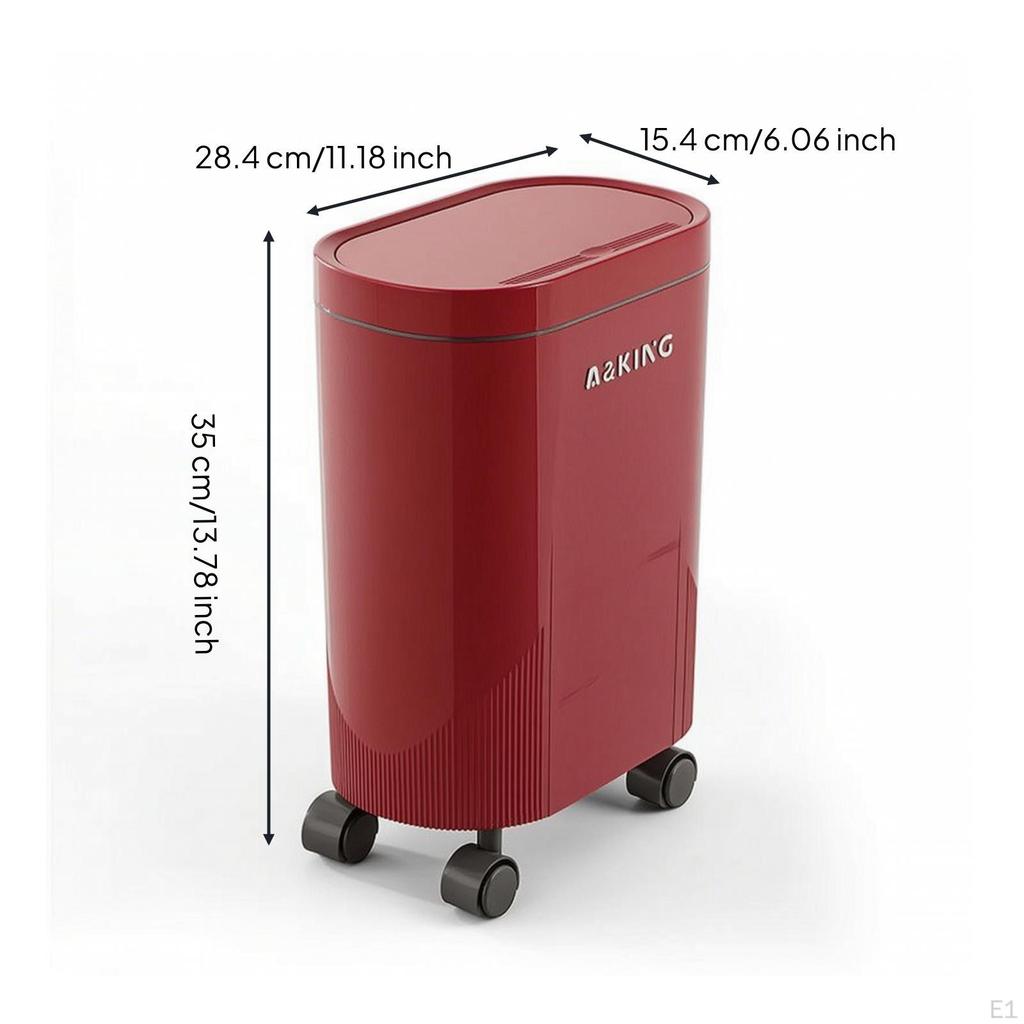 Small Lavatory Trash Can with Lid SpaceSaving Press Compact Garbage Bin for