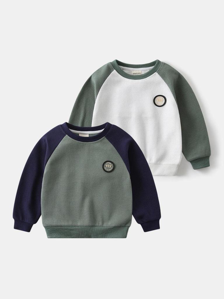 Boys' Raglan Sleeve Sweatshirt - 2026 Fashionable Kids' Round Neck Sports Top