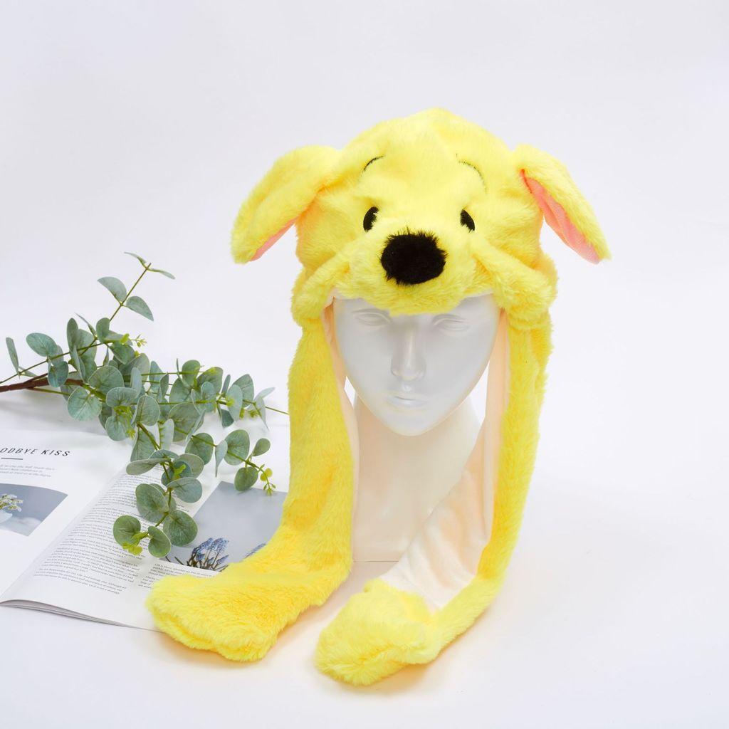 Tier-Plüschmütze mit beweglichen Ohren für Kinder und Erwachsene Niedliches Wintergeschenk
