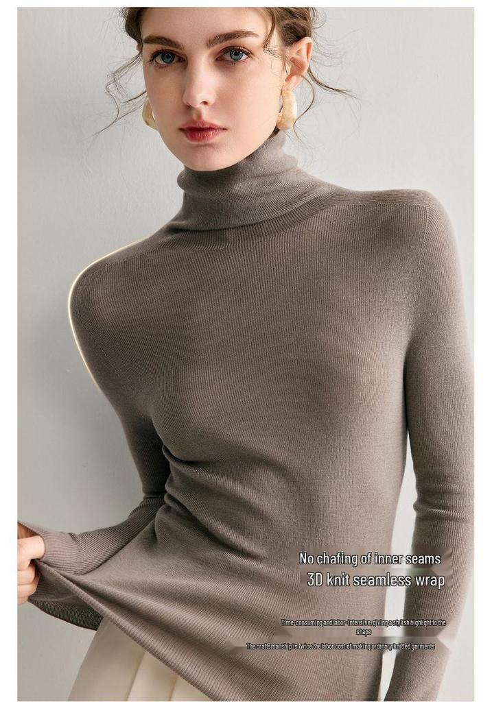 Spring 2026 Slim Fit Women's Elegant Layered Neck Wool Sweater