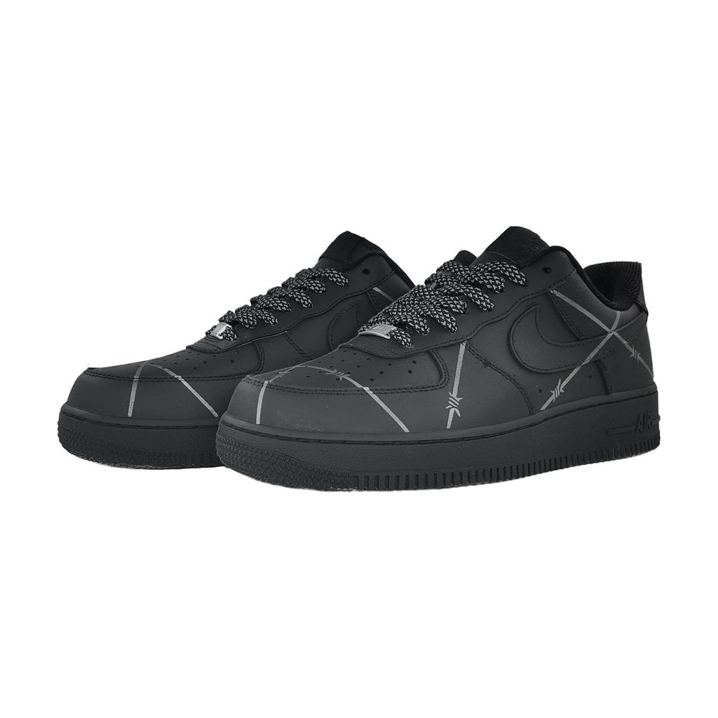 Nike Air Force 1 Low Top Skateboard Shoes Unisex Black Silver CW2288-001(team1487-Y)