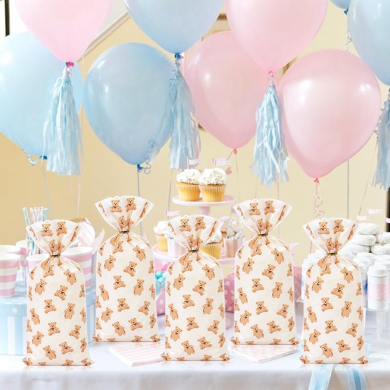 30/50 Stück Teddybär Süßigkeiten Geschenktüte Plastik Keks Dessert Verpackungsbeutel Kinder Geburtstagsparty Dekoration Zubehör Babyparty