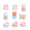 Pink & White Rabbit Cartoon Resin Shoe Charms for DIY Jewelry & Hair Clips