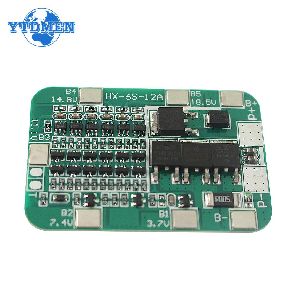 6S 15A 24V PCB BMS Protection Board for 6 Pack 18650 Li-ion Lithium Battery Cell Module