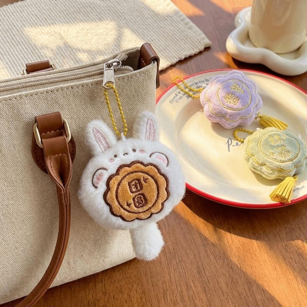 Cartoon Bunny Plush Pendant Miniature Mooncake Hanging Decoration Creative Bag Ornament  Mid-Autumn
