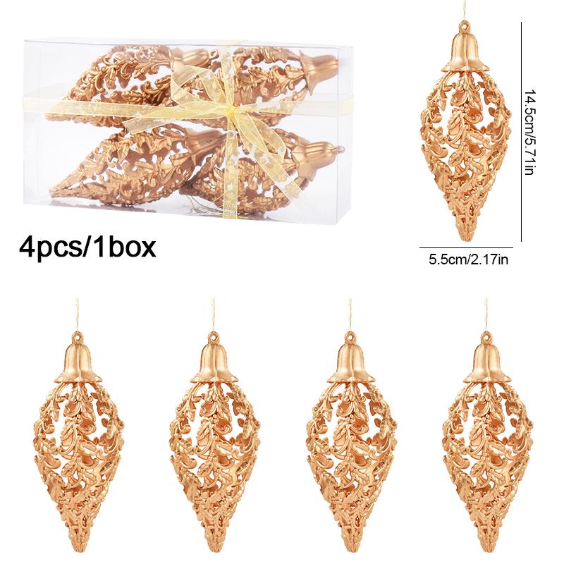 4/8 Stück Weihnachtskugel-Ornamente Gold Hohlstern Anhänger Weihnachtsbaum Hängende Dekoration für Zuhause 2026 Neujahr Navidad Geschenke