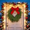 Christmas Bowknot Wreath for Door Entrances, 19.7Inch Plastic Silk-Like Fabric Wreath Hanging Decoration for Wall and Window