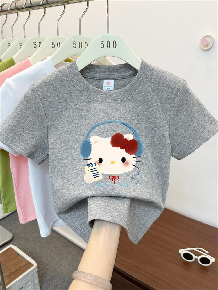 Kids Summer Cotton Cartoon T Shirt Loose Short Sleeve Round Neck Top For Boys And Girls