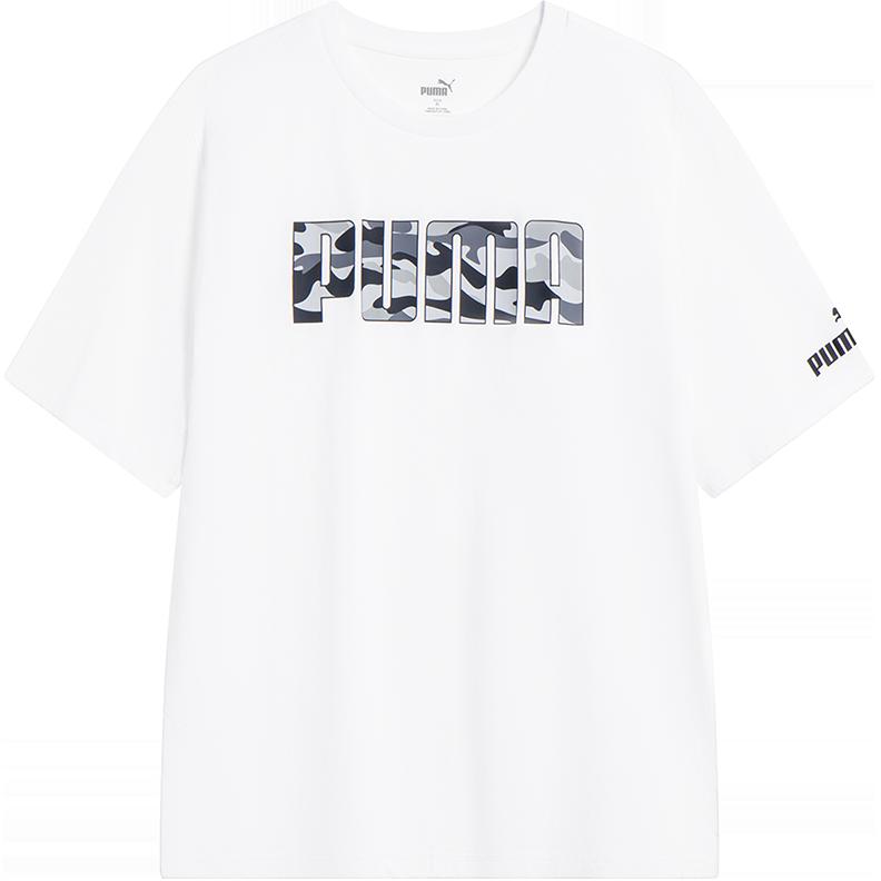 

Puma Спортивный повседневный пуловер с круглым вырезом, футболка с коротким рукавом и логотипом, унисекс, белая 679510-02 M