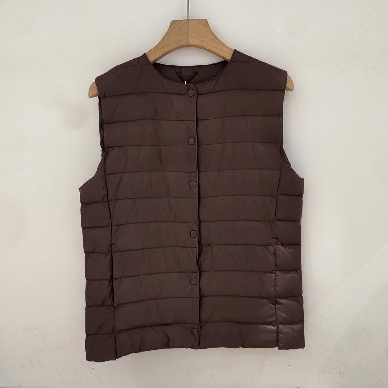 Women's 2025 Lightweight Collarless Down Vest - Short, Versatile, Fashionable Korean Style.