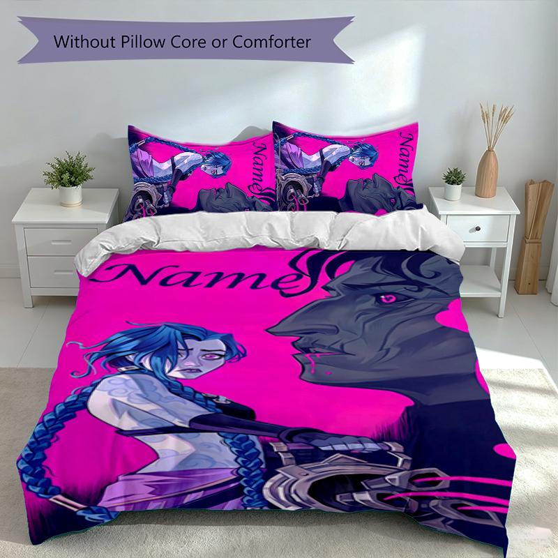 3pcs Custom Name Jinx Set,Includes 1 Duvet Cover and 2 Pillowcases,All-season Bedroom Decor