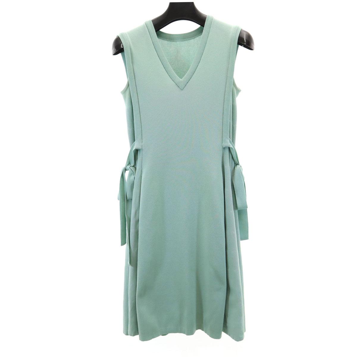 

FOXEY сделано в Японии Без рукавов V-образный вырез боковой бант вязаное Платье до колена Женское Б/У