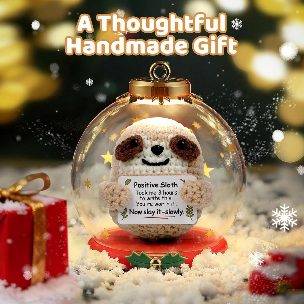Crochet Funny Positive Energy Sloth Doll With Card Cute Emotional Support Knitted Sloth Room Home Decor Mother Christmas Gifts