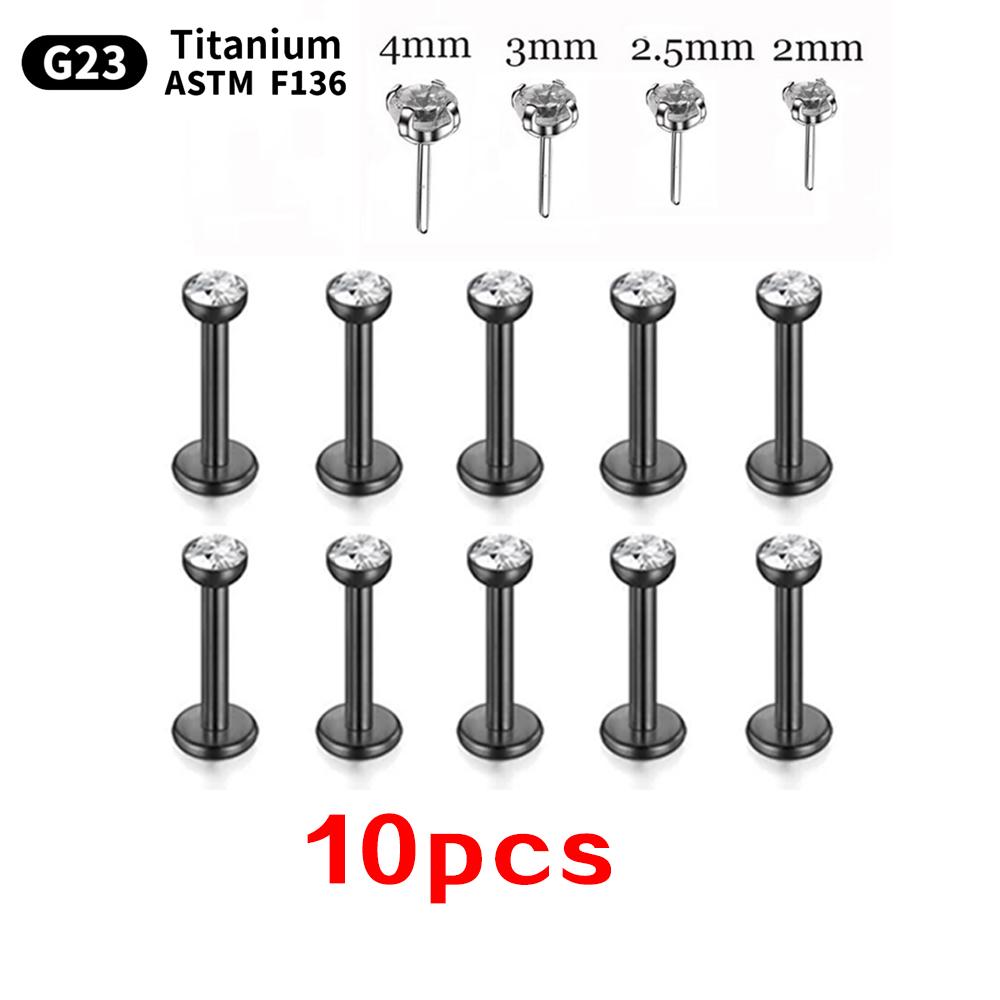 10 pezzi Titanio G23 Piercing Labret Stud per Labbra Orecchini Per Donne Gioielli per il Corpo Nasale 20/18/16G labret