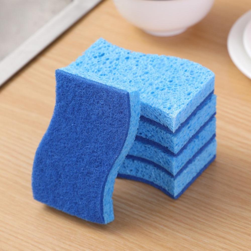 S-shaped wood pulp cotton dishwashing sponge wipe kitchen cleaning dishwashing sponge scouring cloth 1 pack