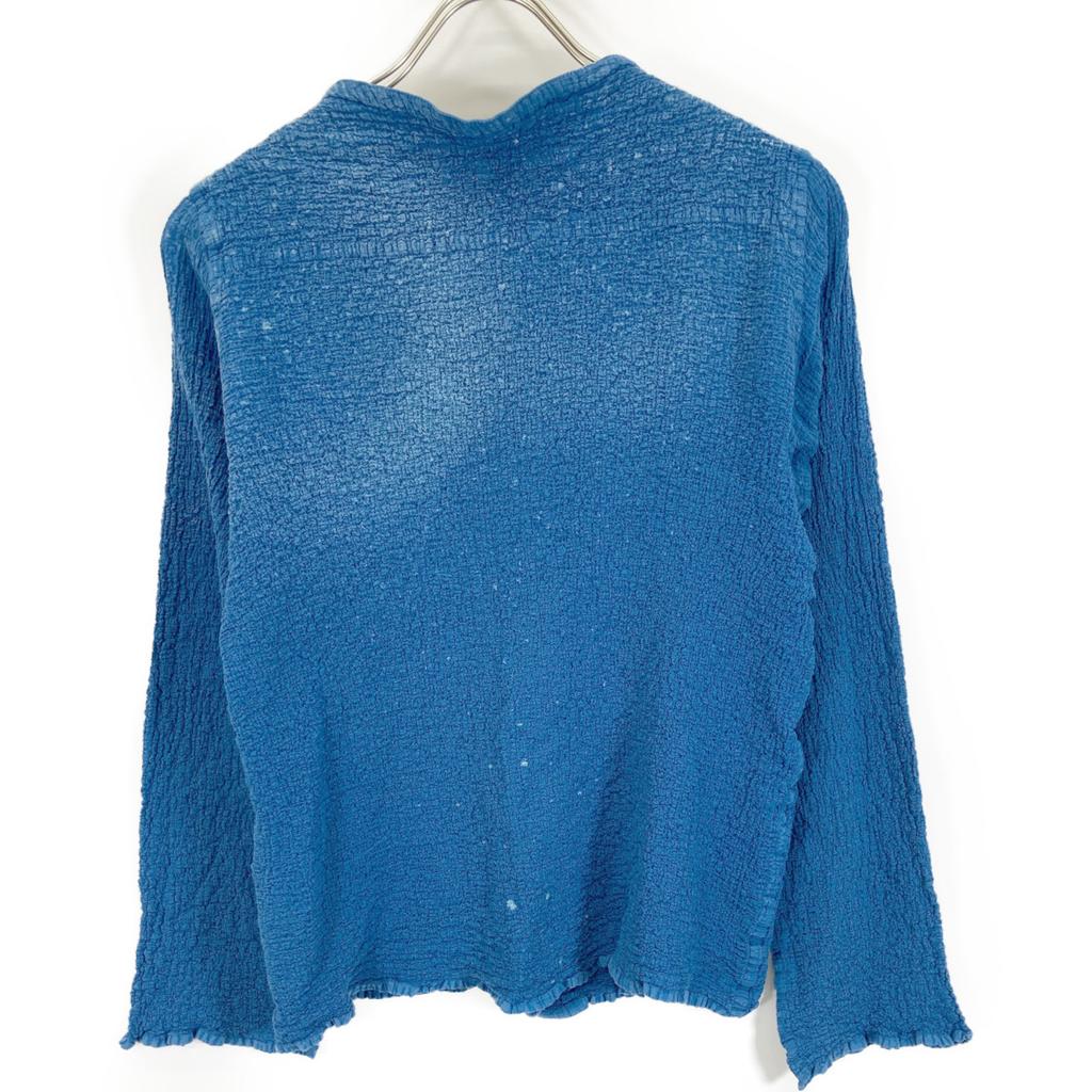 MeISSEYMIYAKE MI52FO849 Blue Collarless Shirt Tops Not Written blueUsed