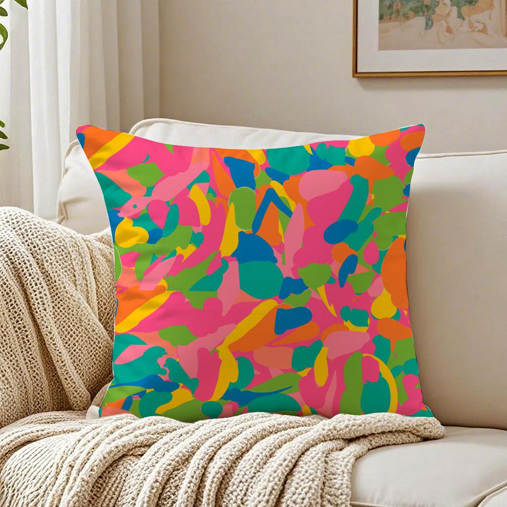 HOT Abstract Colorful Pattern Cushion Cover Linen Pillowcase Soft for Sofa Bed Home Room Decor