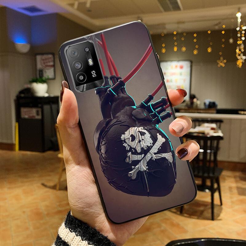 Skeleton Schädel Frau Kuss Tattoo Telefon Fall für OPPO A54 A74 A94 A53S A9 A5 A15 A16 A91 A96 A76 Reno8 8Pro Reno2 Z Abdeckung Coque