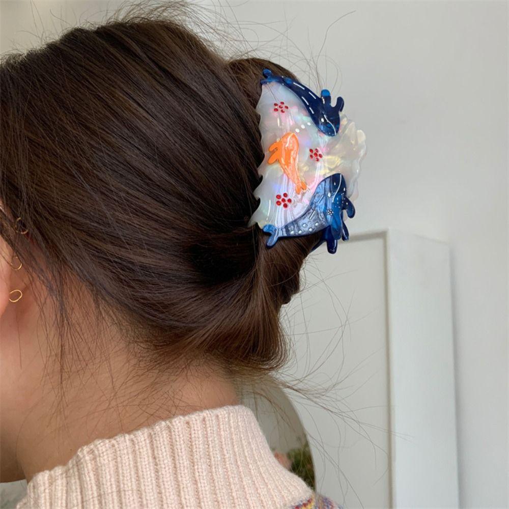 Hairpin Ocean Fish Hair Grab Shark Clip Acetic Acid Shark Clip Blue Whale Hair Claw  Streetwear