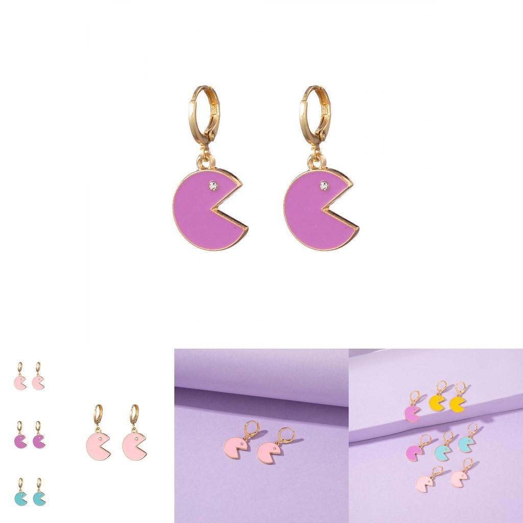 Stylish Plated Smiley Face Earrings Colorful Cute Cartoon Jewelry For Ladies