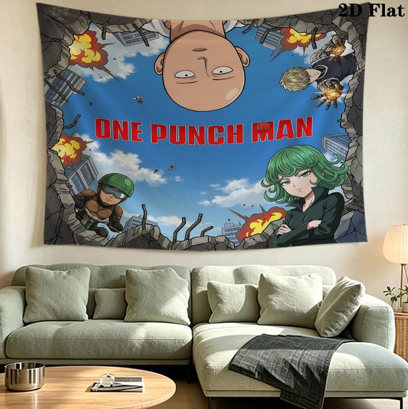 Onepunch Man Wall Tapestry Aesthetic Wall Hanging Printed Fabric Blanket Decorative Tapestries For Bedroom Living Room Home Decor