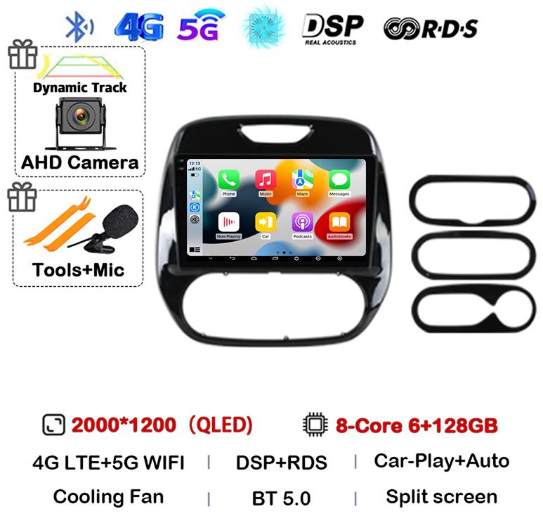 Android 14 Carplay Auto Für Renault Captur CLIO Samsung QM3 2011-2018 Autoradio Stereo GPS Multimedia Videoplayer 360 Kamera 4G