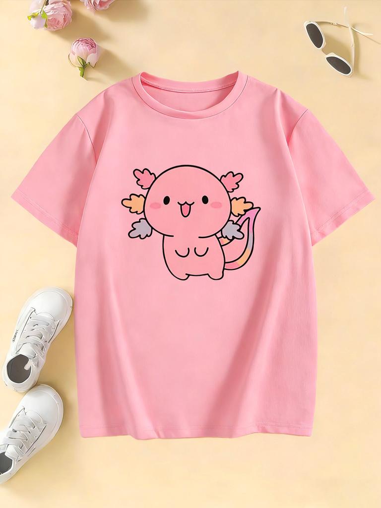 Cute Graphic Kids Tshirts Summer Short Sleeve Tees Cartoon Animal Boys Girls Clothes Kawaii Kitten Tops Y2K Tshirt