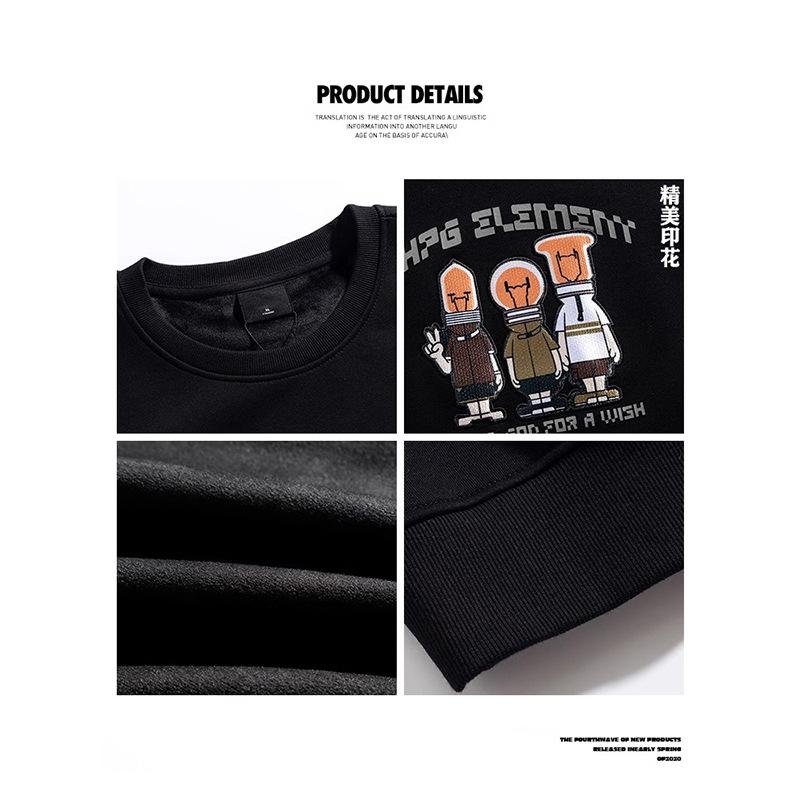 New Men's Loose Pattern Printed Round Neck Sweatshirt Casual Sports Wrinkle Resistant High Quality Soft Breathable Pullover Long Sleeve