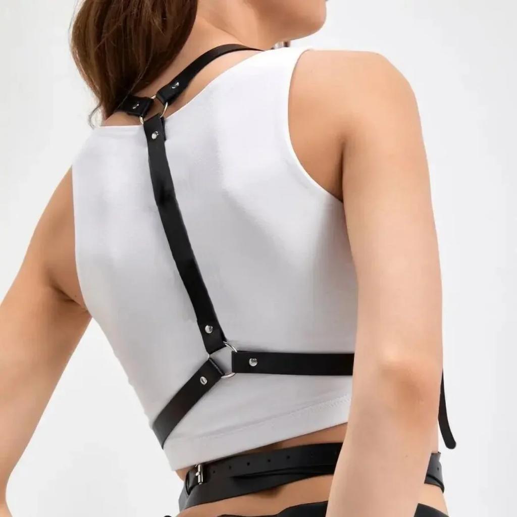 Plus Size Women'S Women'S Fashion Body Harness Corset Leather Lingerie Suspenders Gothic Fetish Clothing Accessory