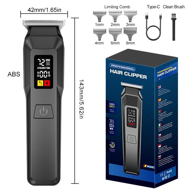 Hair Clipper Digital Display Electric Hair Clipper Professional Carving Oil Head Push Multifunctional Electric Clipper Rechargeable