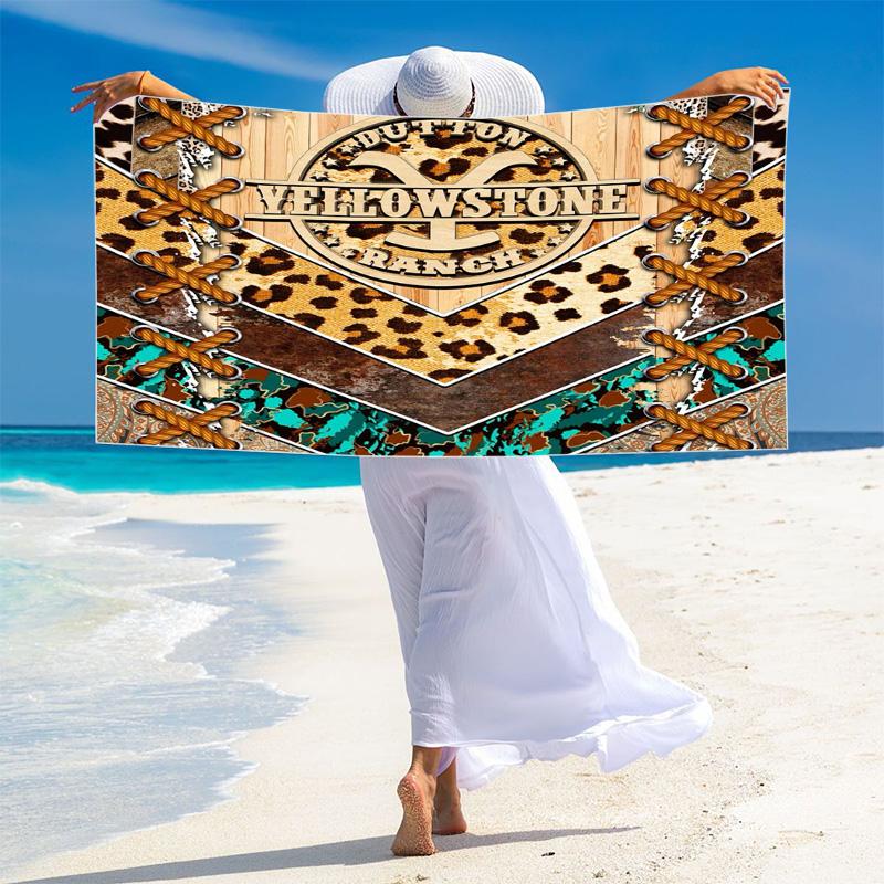 Western Series Yellowstone Print Beach Towel, Large Soft Quick Dry Towel for Beach Camping Swimming