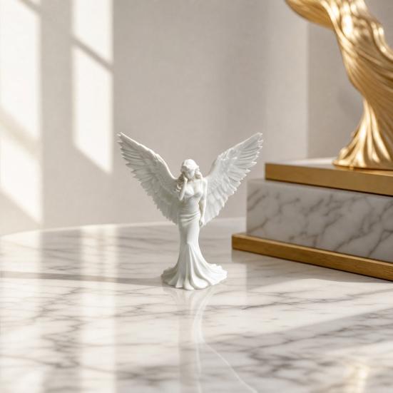 3D Printed Elegant Angel Figurine with Large Wings Decorative Angel Statue Angel Art