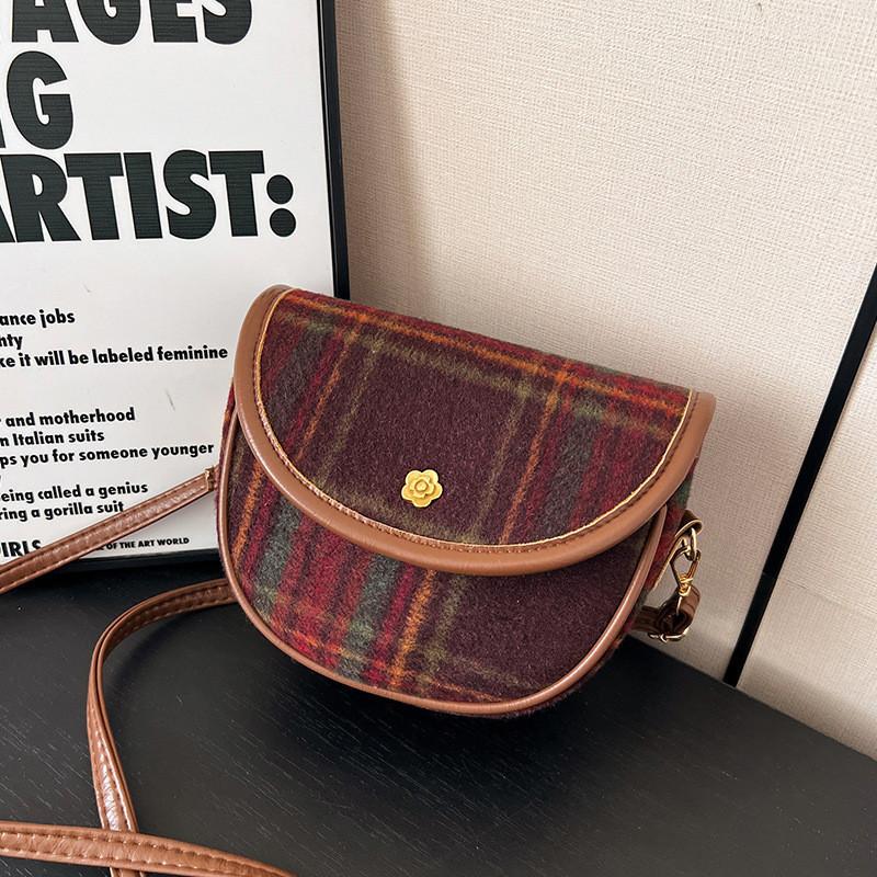 

Trendy And Stylish Ladies Plaid Saddle Bag In Red Green And Yellow Perfect For Fall Winter 2024 Fashion Red Check