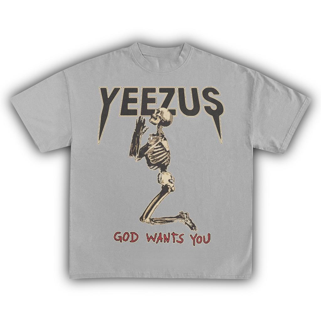 Yeezus Kanye West American Rapper Cotton T-shirt Women Unisex Fans Essentials Short Sleeve Retro Tops Summer Vintage Oversized