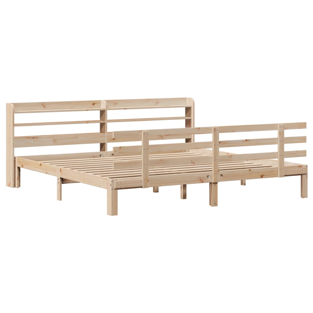 Wooden Bed Frame with Headboard Without Mattress 200x200 cm