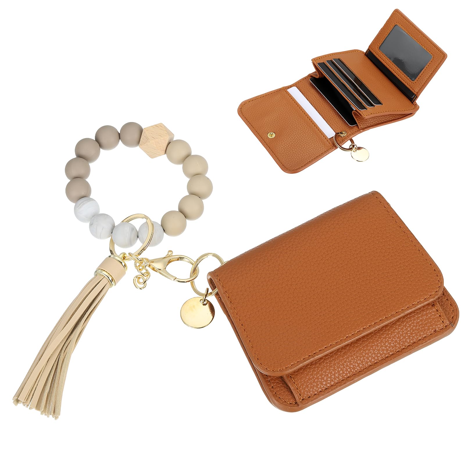 

[PATIKIL] 4.7 x 3.5 x 1.4mm Silicone Bracelet Keychain Wristlet Wallet, 1 Set of Small Front Pocket Credit Card Case Keychain Zipper Coin Wallet with