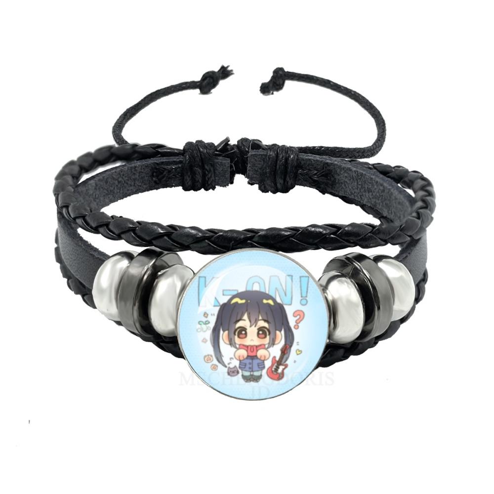 Anime K-ON Leather Bracelets Hirasawa Yui Akiyama Mio Tainaka Ritsu Multilayer Braided Black Bracelet Bangles Jewelry Gift
